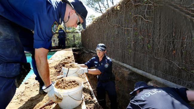 NSW Police dig at the former home of Chris and Lyn Dawson in Bayview in September this year.