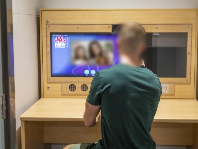 An inmate connects with family members online. Picture: Corrective Services NSW