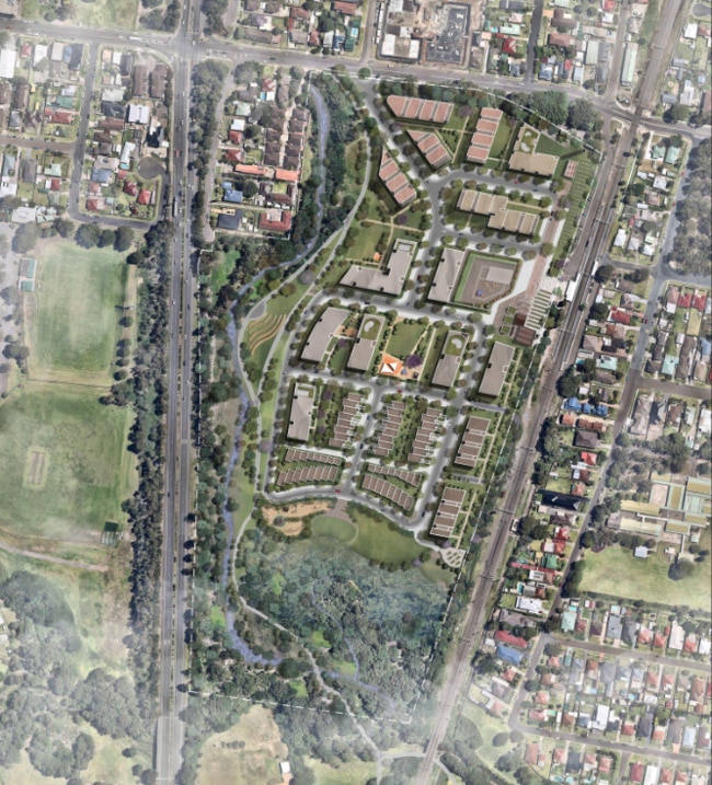 Aerial artist impression of the Corrimal Coke Works masterplan. Picture: Supplied