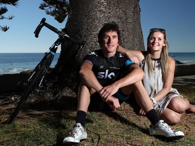 Team Sky cyclist Geraint Thomas with Sara before the Tour Down Under event in Adelaide, SA.