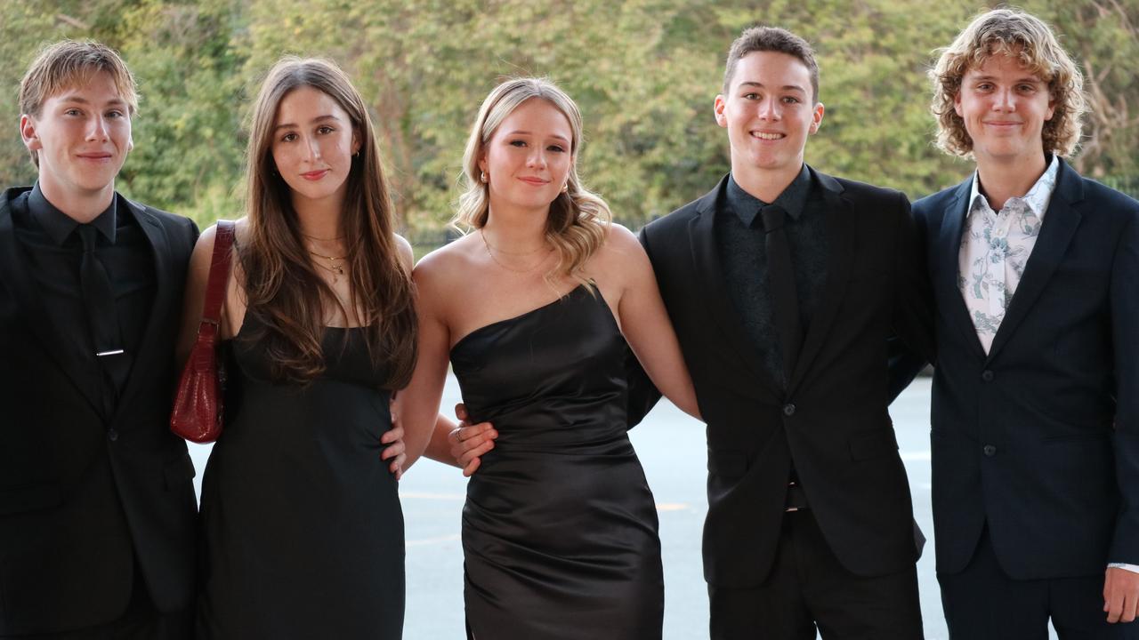 A group arrives at the Coolum State High School 2024 formal. Picture: Letea Cavander