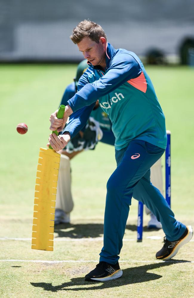 Steve Smith uses the edge bat at the Adelaide Oval. Picture: Mark Brake/Getty Images