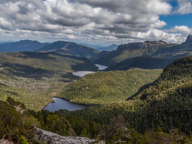 Views from Frenchmans Cap Track south towards Lakes Magdalen and Millicent, Franklin-Gordon Wild Rivers National Park