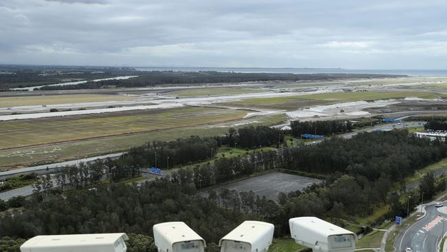 A view of the new runway from the air traffic control tower at Brisbane Airport. Picture: Tara Croser