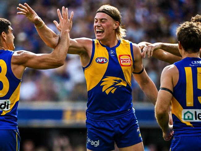 Harley Reid celebrates a goal. Picture: Getty Images