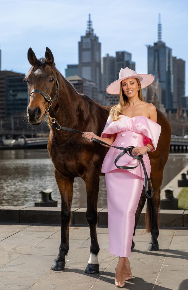 Bec Judd with 2020 Lexus Melbourne Cup winning horse Twilight Payment. Picture: Jason Edwards