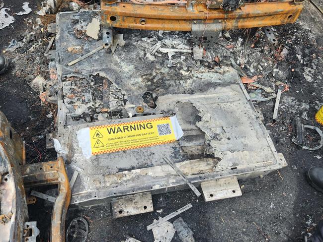 The lithium ion battery that is believed to have sparked the fire.