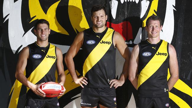 Richmond premiership players Jack Graham, Toby Nankervis and Dylan Grimes have signed new deals to stay at the Tigers. Picture: David Caird