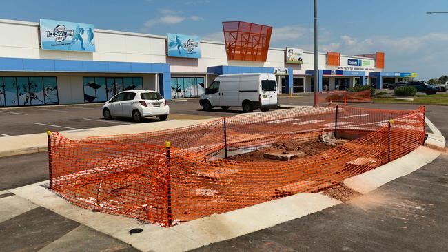 Safety fencing surrounds the  drive-through site of the old Darwin Muzz Buzz franchise — which had recently been renamed to Craze Coffee and Juice.  Picture: Justin Kennedy