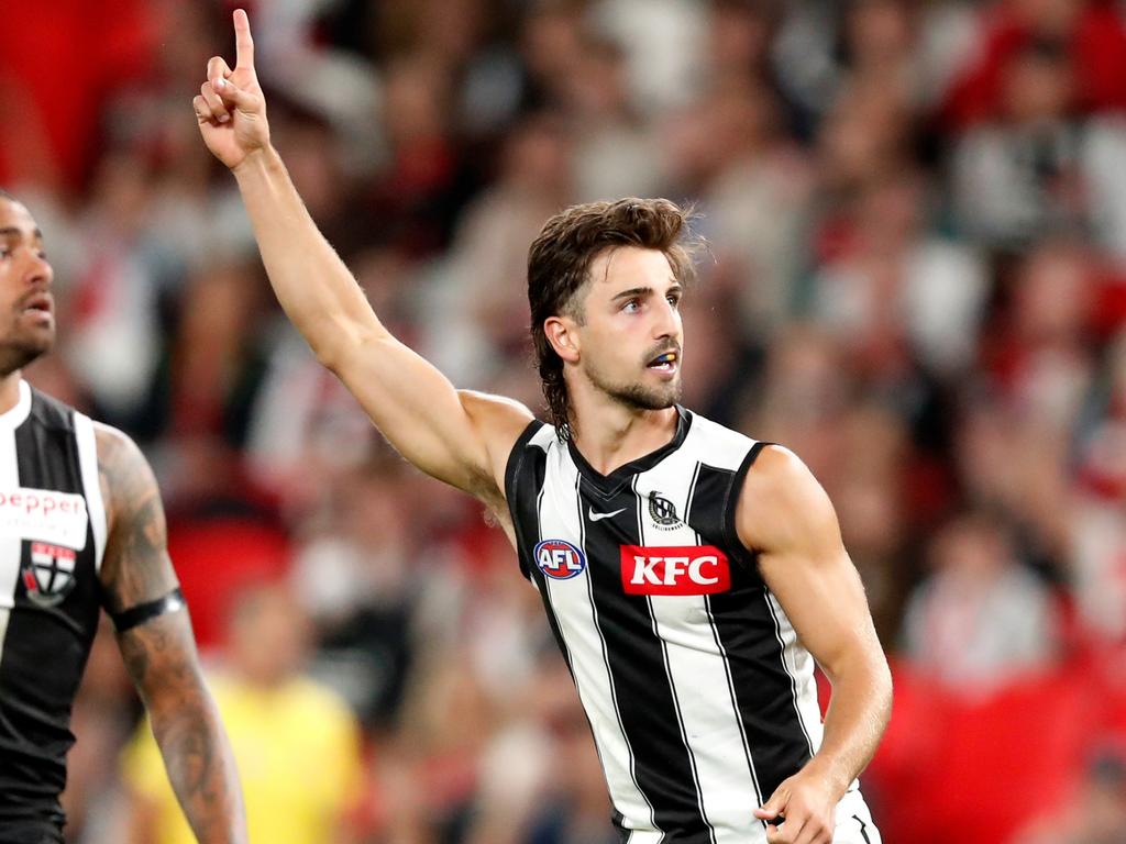 Pie fans were anticipating the debut of Josh Daicos — and he didn’t disappoint. Picture: AFL Photos/Getty Images