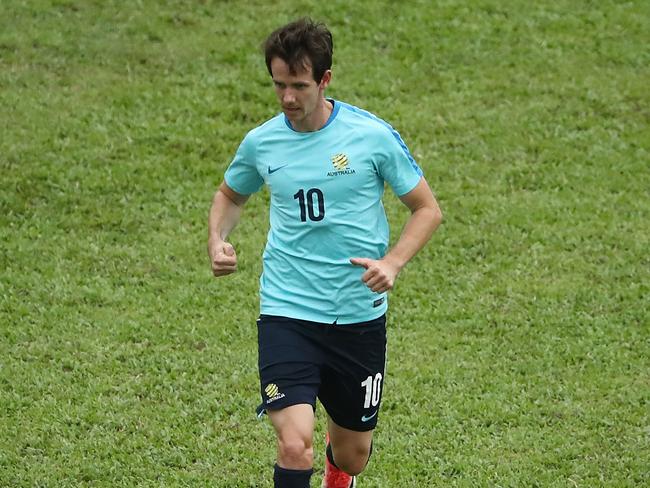 Socceroos forward Robbie Kruse training in Malaysia ahead of Thursday’s World Cup play-off first leg against Syria.