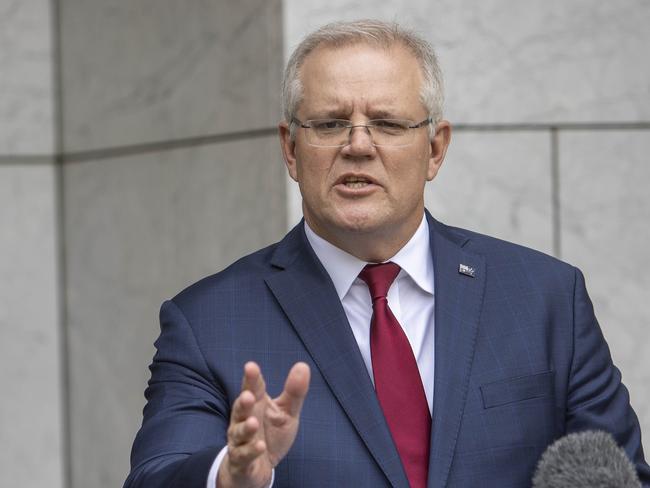 CANBERRA, AUSTRALIA-NCA NewsWire Photos AUGUST 14 2020Prime Minister Scott Morrison with acting Chief Medical Officer Dr Paul Kelly during a press conference on aged care during COVID19 at Parliament House in Canberra.Picture: NCA NewsWire /Gary Ramage