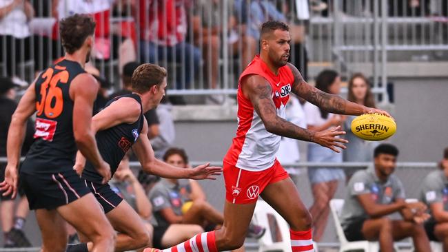 Lance Franklin was quiet with one goal against the Giants. Picture: Mark Jesser/AFL Photos via Getty Images