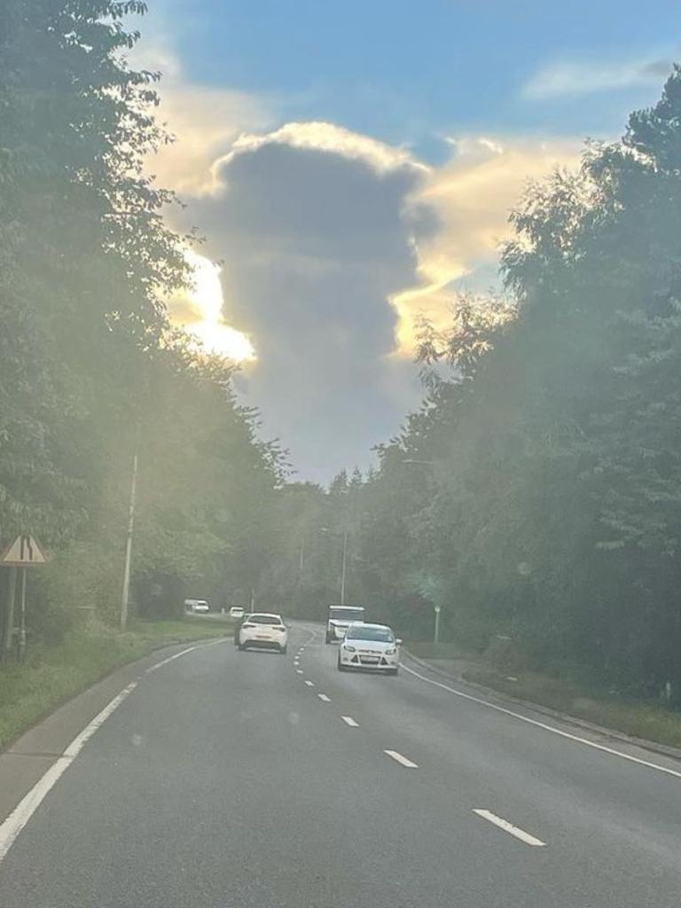 A woman claims she saw a cloud formation of the Queen in England’s west. Picture: Facebook/ Leanne Bethel