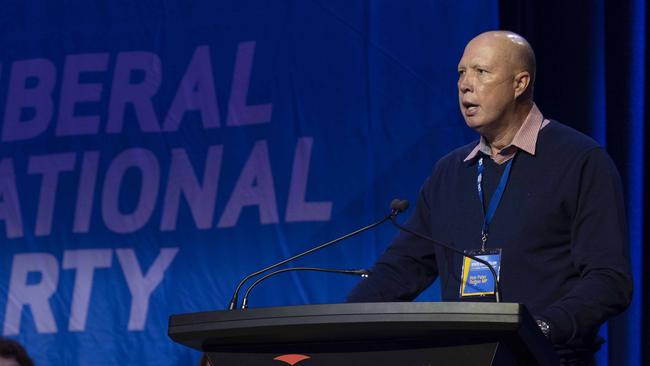 Peter Dutton at the Queensland Liberal National Party convention in Brisbane in July. Picture: Glenn Hunt