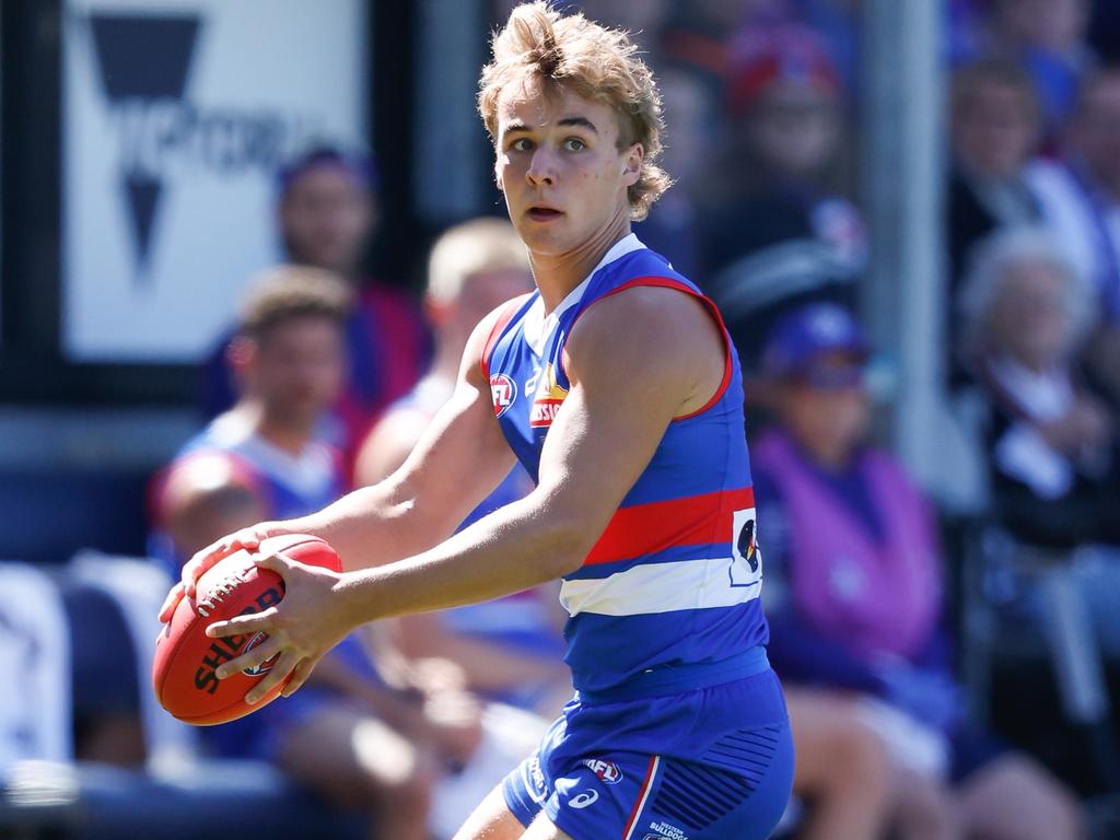 Ryley Sanders had 22 disposals in the Dogs win over the Suns on Sunday. Picture: Getty Images