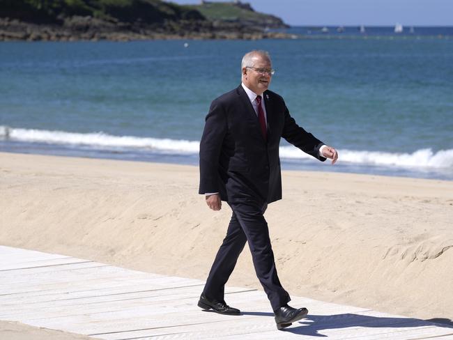 Prime Minister Scott Morrison at the G7 summit in Carbis Bay. Picture: Getty Images