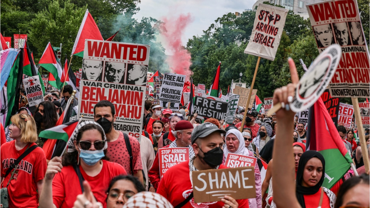 Anti-Israel rioters burn US flag, attempt to breach Capitol Police line ...