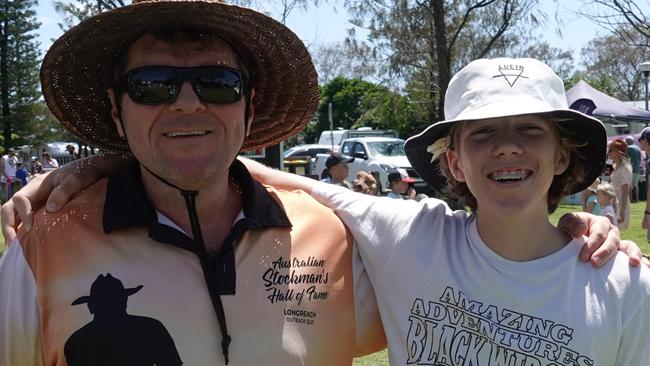 Joe Kennett and his nephew Jimi Francis. Bush 2 Beach Festival in Corindi Beach on Sunday 11 December. Picture: Chris Knight