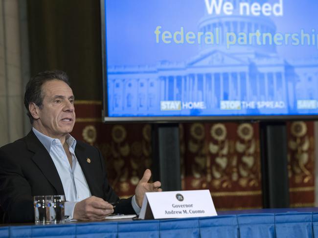 New York Governor Andrew Cuomo provides a coronavirus update. Picture: AP