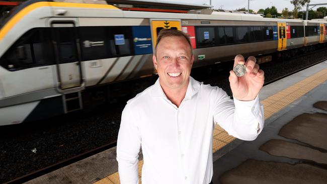 Premier Steven Miles at the Mango Hill Train Station. Pic: Annette Dew.