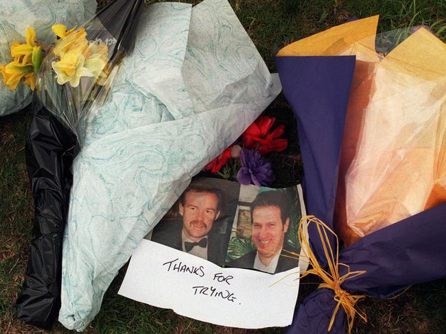 Flowers and tributes left at the scene of the murders.