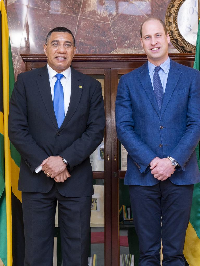 Prime Minister of Jamaica, Andrew Holness with Prince William in 2022. Picture: Getty Image