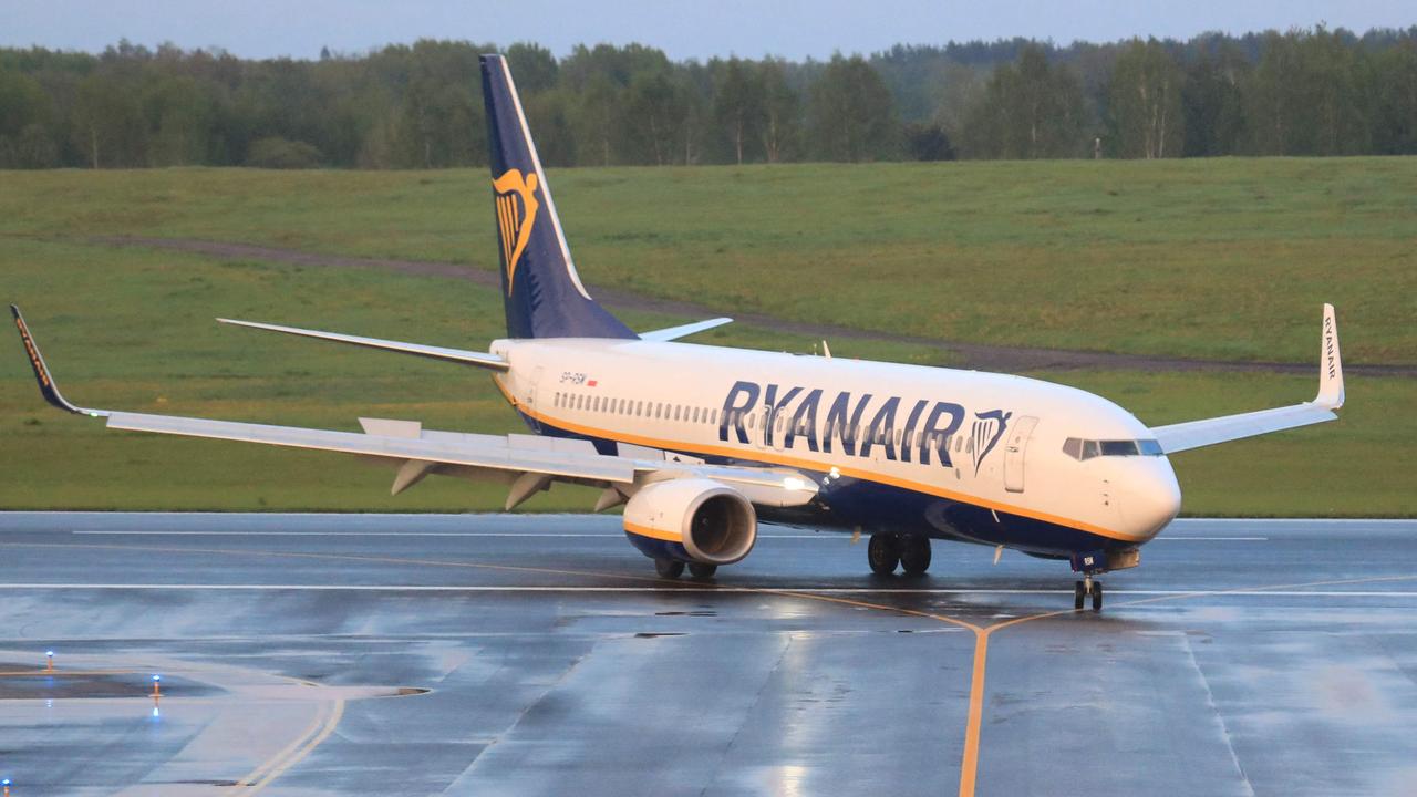 A Ryanair passenger plane from Athens, Greece, was diverted to Minsk by Belarus authorities to arrest Roman Protasevich. Picture: Petras Malukas/AFP