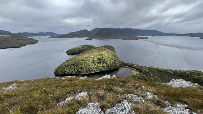 Looking back to the entrance to Port Davey from Balmoral Hill. Port Davey cruise, Tasmania. Picture: Philip Young