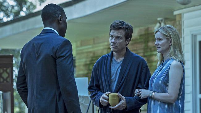 Jason Bateman, centre, and Laura Linney, right, in the recent Netflix series Ozark.