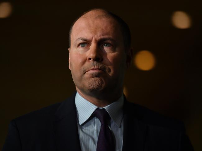 Treasurer Josh Frydenberg speaks to the media at a press conference at Parliament House in Canberra, Wednesday, April 15, 2020. (AAP Image/Mick Tsikas) NO ARCHIVING