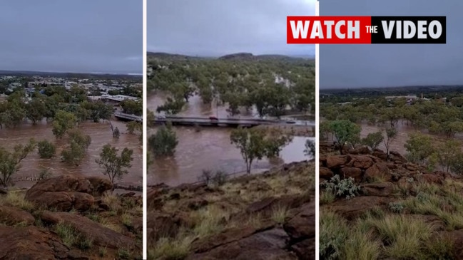 Australia's normally dry Todd River flows amid record rainfall
