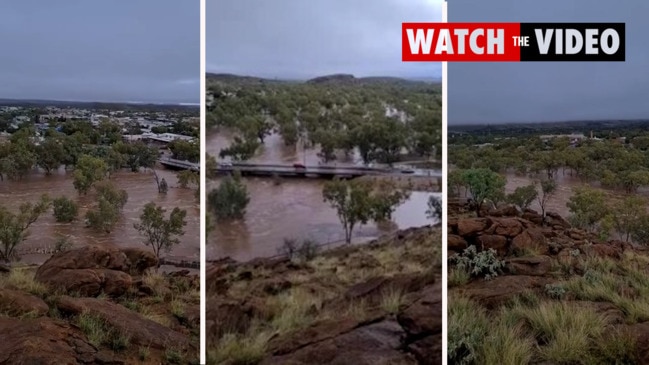 Australia's normally dry Todd River flows amid record rainfall