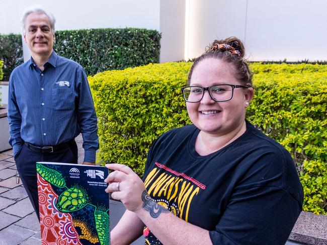 North Queensland Bulk Ports CEO Nicolas Fertin and indigenous artist Casey Coolwell.