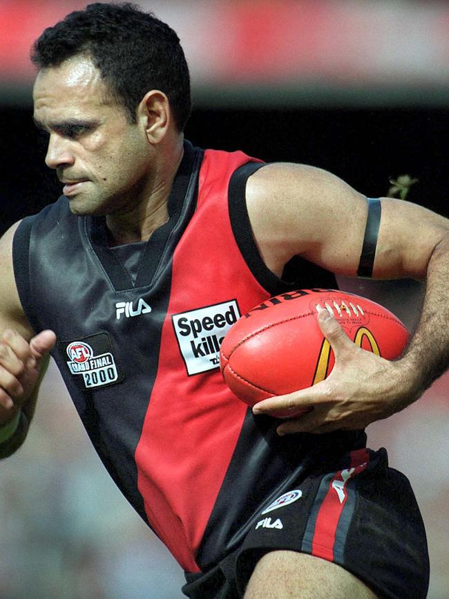 Michael Long in action for Essendon against Melbourne during the 2000 AFL Grand Final.