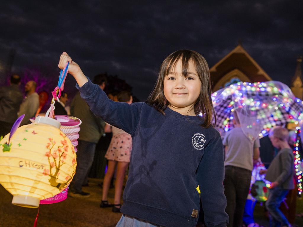 Salasa Bowden is ready for Multicultural Australias Luminous Lantern Parade, Saturday, August 12, 2023. Picture: Kevin Farmer