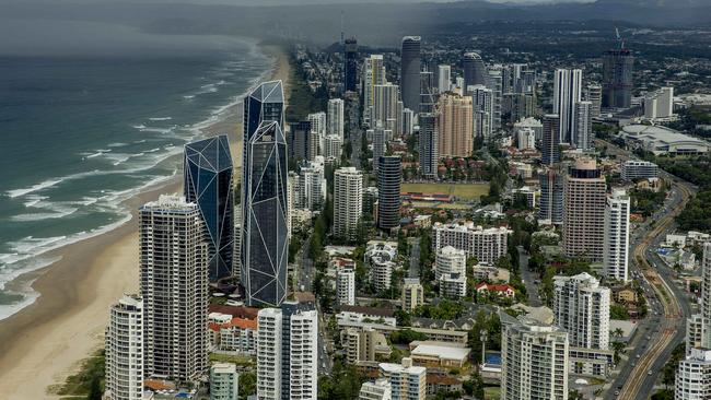 Southern view from Skypoint Observation Deck at Q1 in Surfers Paradise — few parks are left. Picture: Jerad Williams