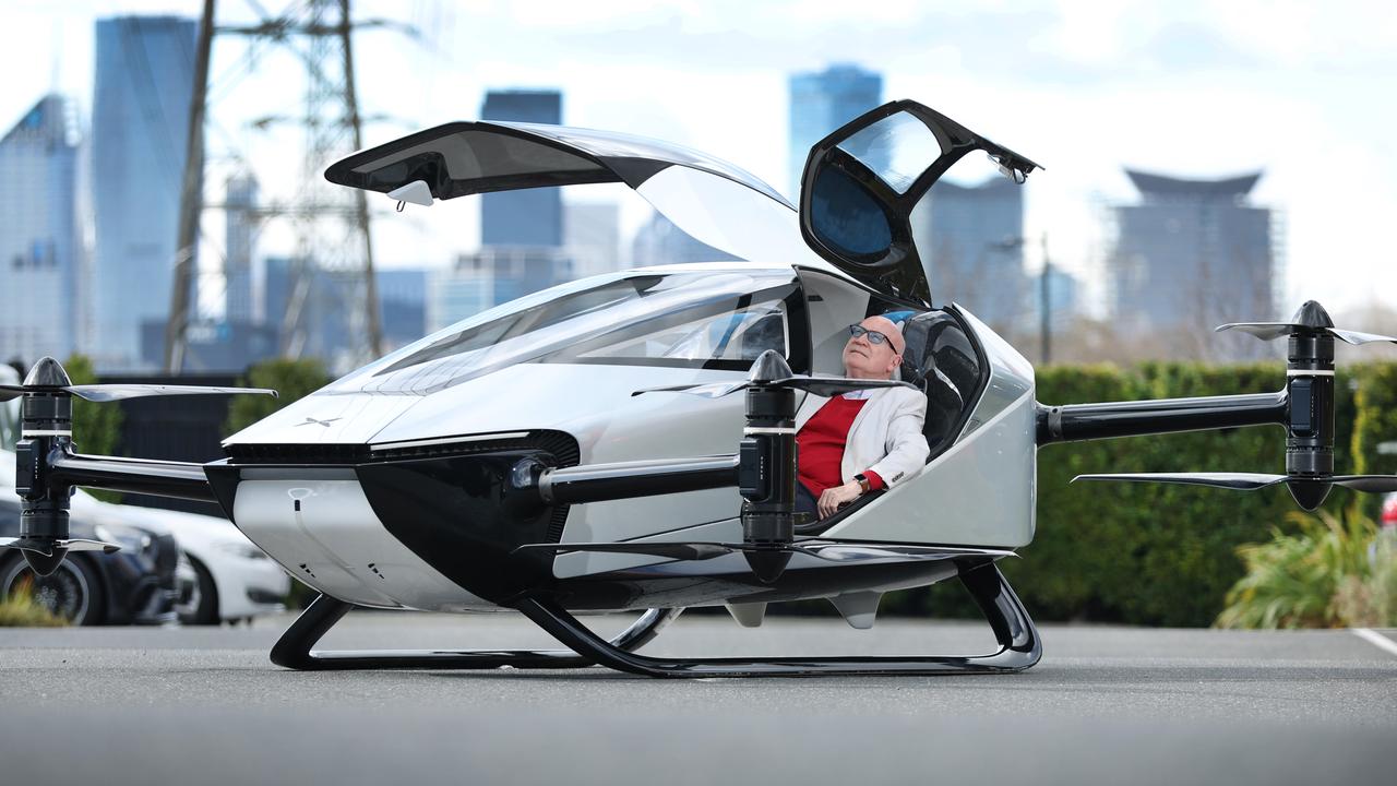 Ray Evans CEO of Future Drive Autoshows sits in the XPeng X2 dreaming of a day soon like the Jetsons. Picture: David Caird