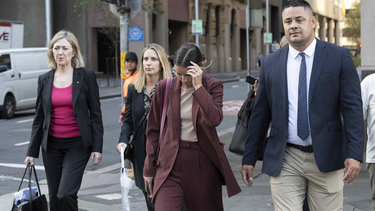 Hayne walked into court everyday alongside his wife Amelia Bonnici, barrister Margaret Cunneen SC (far left) and barrister Lauren MacDougall (second from the left). Picture: NCA NewsWire/ Monique Harmer