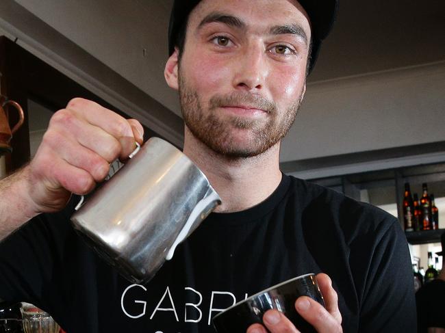 Manly cafe - Hemingway's is on Yelp's latest top 100 best latte list in Australia. Head barista Alex Wearne making a coffee.