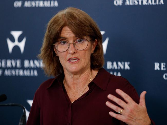 SYDNEY, AUSTRALIA - NewsWire Photos MAY 7, 2024:  RBA governor Michele Bullock addresses the media on Tuesday after the RBA board decision the leave the interest rates on hold. Picture: NCA NewsWire / Nikki Short