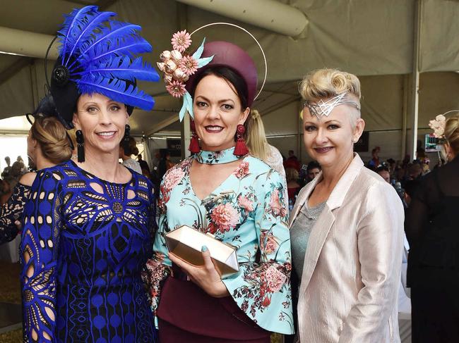 The Ladies' Race Day at Cluden. Shelly Davidson from Richmond, Jayde Scholes from Charters Towers and Rania Douglas from Townsville