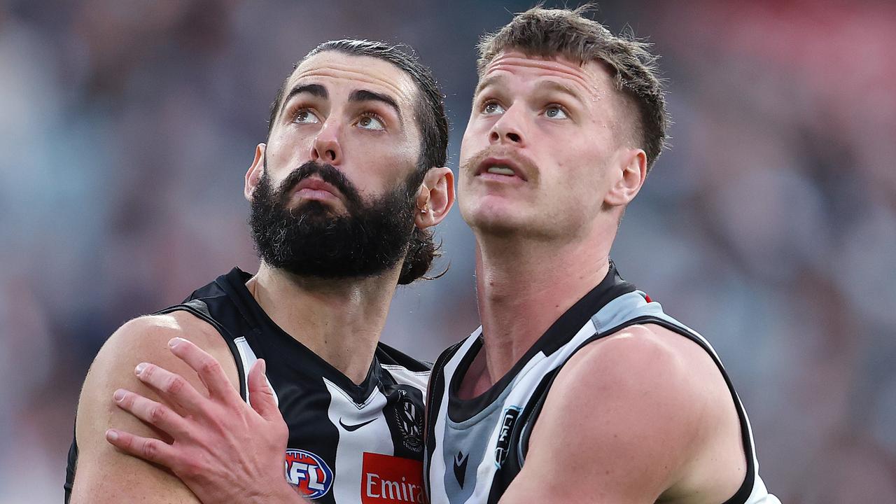 Peter Ladhams, pictured competing against Pies star Brodie Grundy, will consider his options ahead of trade period. Picture: Michael Klein