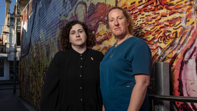 Psychiatrist Jacqueline Rakov, left, and doctor Karen Fink in Balaclava, Melbourne. Picture: Liam Mendes