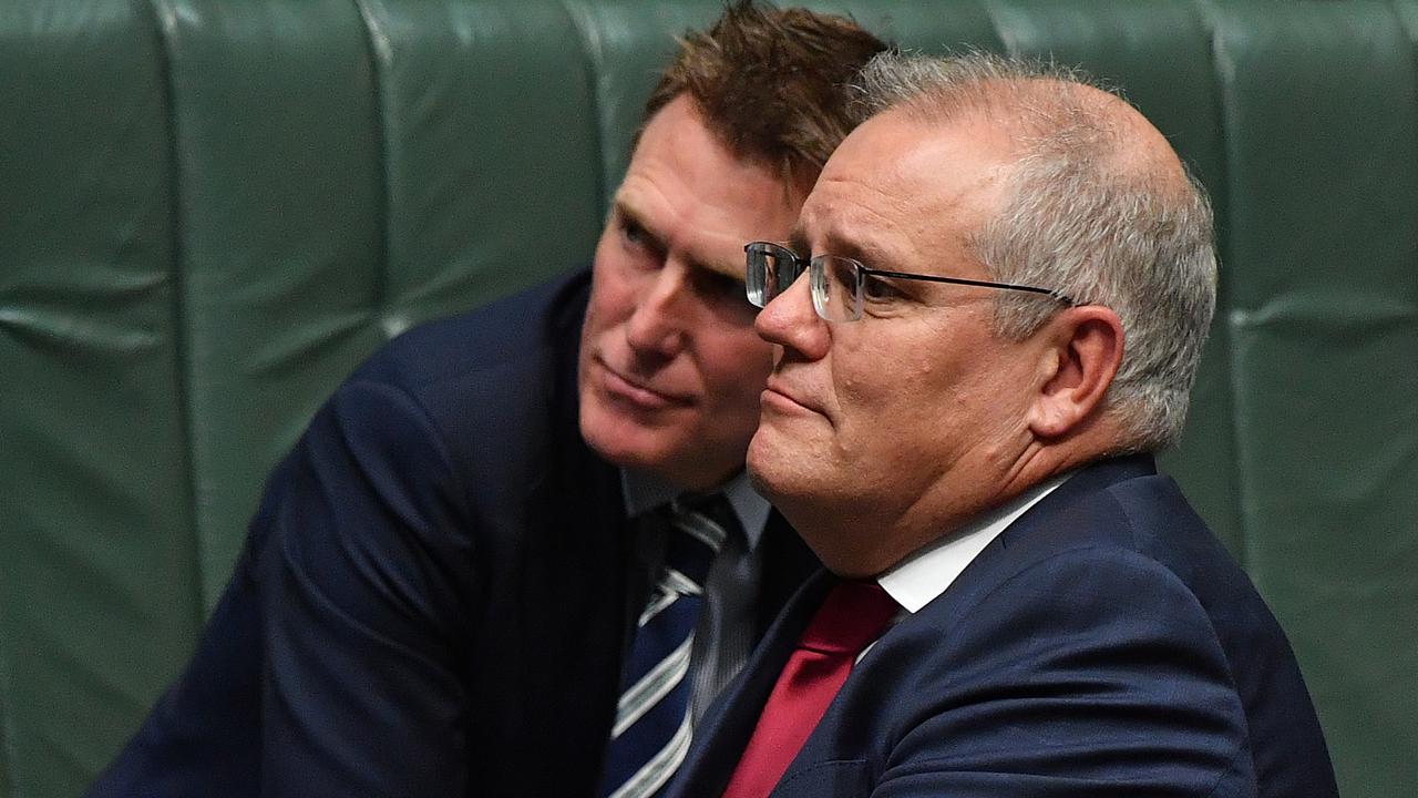 Mr Porter with Prime Minister Scott Morrison during Question Time on February 25. Picture: Sam Mooy/Getty Images