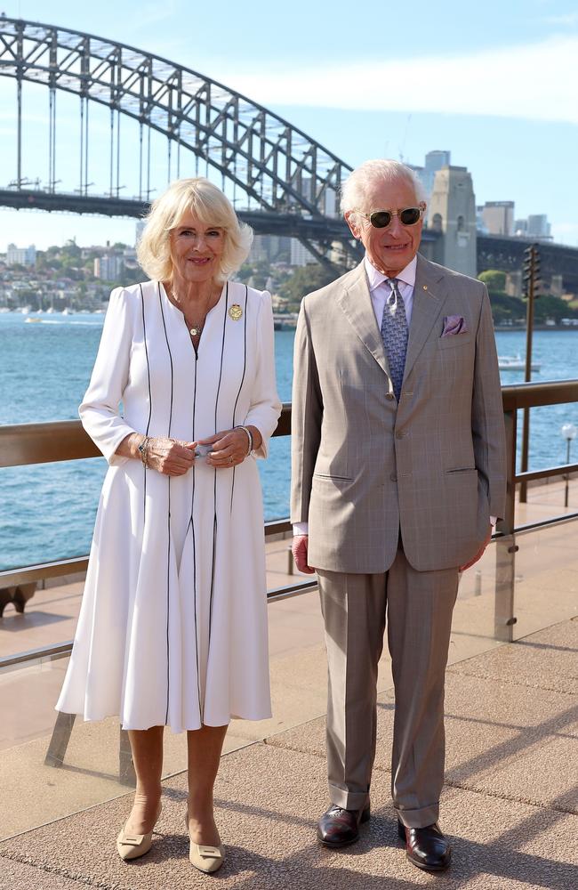 Charles and Camilla in front of the Sydney Harbour Bridge on October 22. Picture: Chris Jackson/Getty Images