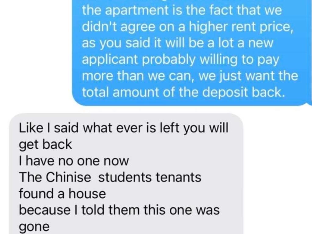 The landlord kept changing how much they'd return. Source: Suppplied