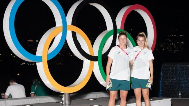 Teagan and Charli at the Tokyo Olympics in 2021.