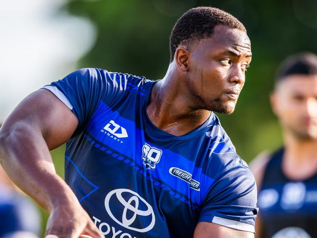 North Queensland Cowboys forward Emarly Bitungane during pre-season training. Picture: Alix Sweeney / North Queensland Cowboys.