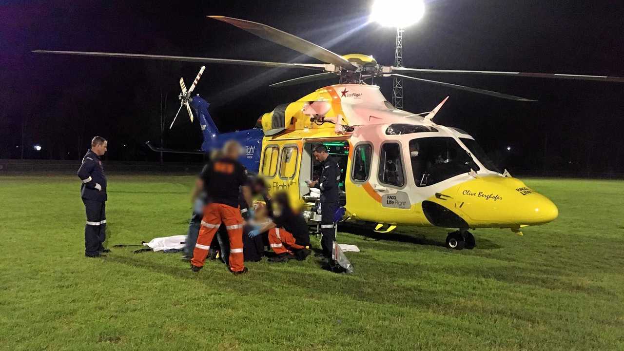 Scenes from the motorcycle accident on November 22. Picture: Courtesy RACQ LifeFlight Rescue.